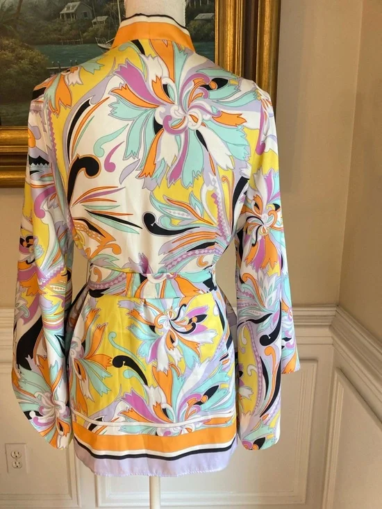 ZARA Scarf Paisley Print Satin Kimono Wrap Jacket - Picture 4 of 8